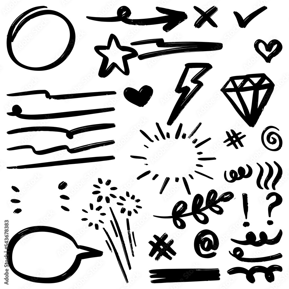 Canvas Prints set of hand drawn doodle elements for concept design isolated on white background. vector illustrati
