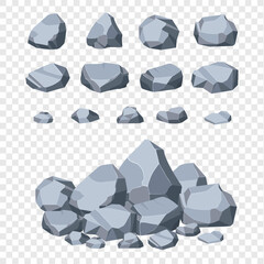 Rock and stones set. Different shape boulder collection. vector illustration