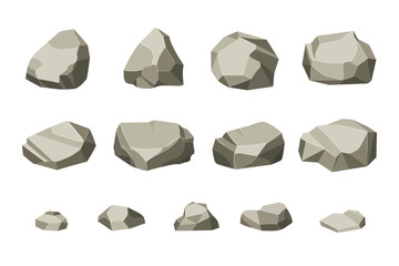 Rock and stones set. Different shape boulder collection. vector illustration - obrazy, fototapety, plakaty