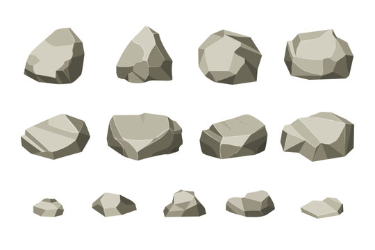 Rock and stones set. Different shape boulder collection. vector illustration