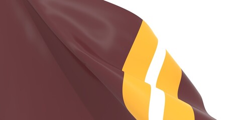 Waved flag textured by Washington Commanders american footbal team uniform colors. 3D render © JEGAS RA