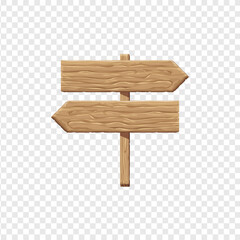 Wood sign. Empty wooden signboard template, vector illustration