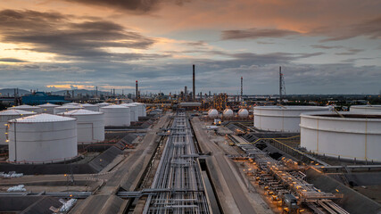 Crude oil storage tank terminal port, Oil terminal pipeline fuel storage tank at oil refinery...