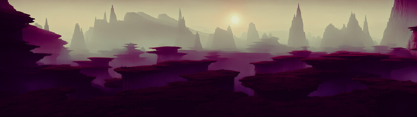 Artistic concept painting of a beautiful sci-fi landscape,  other planet.