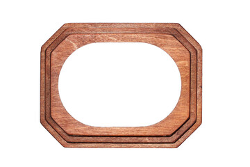 Wooden frame of octogonal shape isolated on transparent background