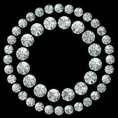 frame of diamonds on black background 