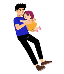 Cute father and daughter hugging each other with love when the two met