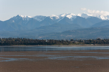 Olympic mountains shot from Dungeness Spit, Olympic Peninsula, USA