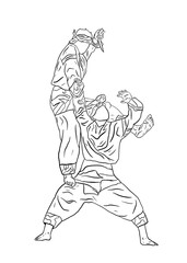 Fototapeta premium Pencak silat line art illustration
