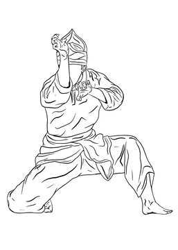 Pencak silat line art illustration