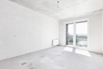 interior of the apartment without decoration in white colors