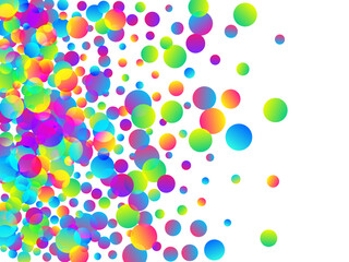 Cheerful falling confetti scatter vector background. Rainbow round particles new year vector.
