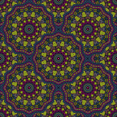 Round medallion vector seamless pattern.