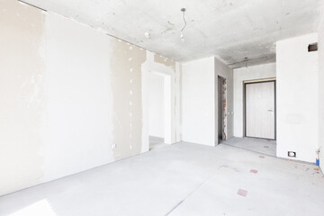 interior of the apartment without decoration in white colors