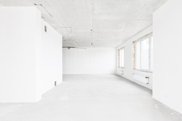 interior of the apartment without decoration in white colors