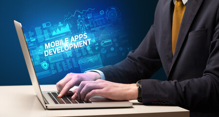 Businessman working on laptop concept