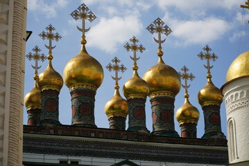 MOSCOW, RUSSIA. Dormition Cathedral of Moscow Kremlin Cathedral of Assumption is Russian Orthodox church