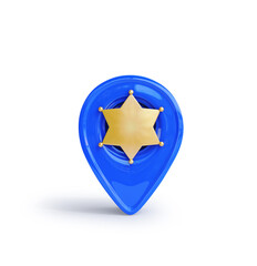 police location sign on white background. 3d illustration