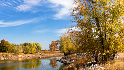 Autumn landscape of Cuivre River at Old Monroe, Missouri
