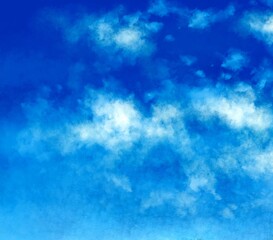 Fototapeta na wymiar Oil paintings landscape, blue sky and clouds, artwork