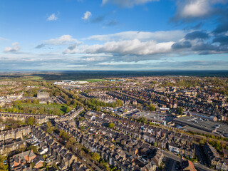 Naklejka premium Aerial landscape view of the Harrogate town skyline in North Yorkshire, UK