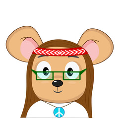 Cute little mouse in a hippie costume