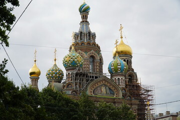 Saint Petersburg, Russia - August 20, 2022: The Church of the Savior on Spilled Blood is one of the main sights of Saint Petersburg