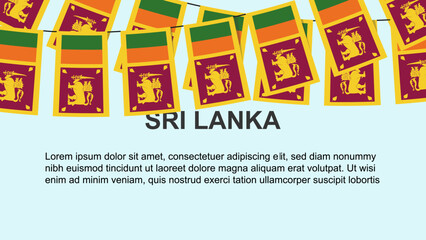 Sri Lanka flags hanging on a rope, celebration and greeting concept, independence day