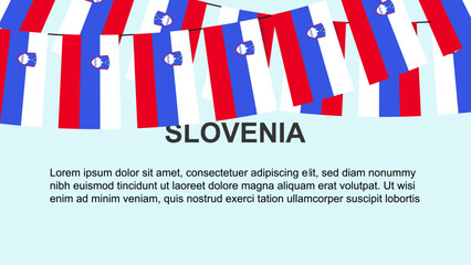 Fototapeta premium Slovenia flags hanging on a rope, celebration and greeting concept, independence day