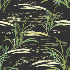 Abstract seamless pattern with leaves. Trendy hand drawn textures.