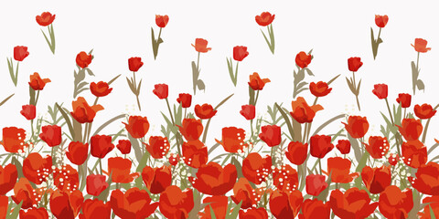 Fototapeta na wymiar Floral seamless border. Vector design for paper and other use