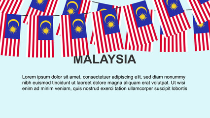 Malaysia flags hanging on a rope, celebration and greeting concept, independence day