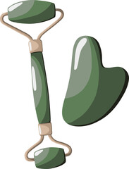Green vector gua sha for health and beauty