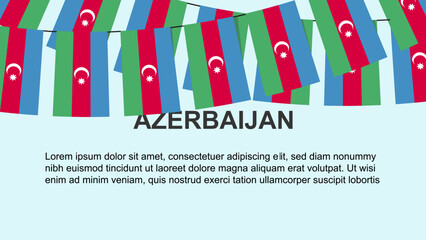 Azerbaijan flags hanging on a rope, celebration and greeting concept, independence day