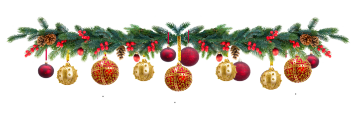 Christmas garland on white