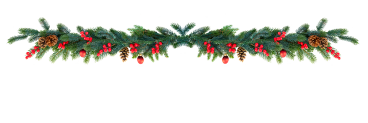 Christmas garland on white