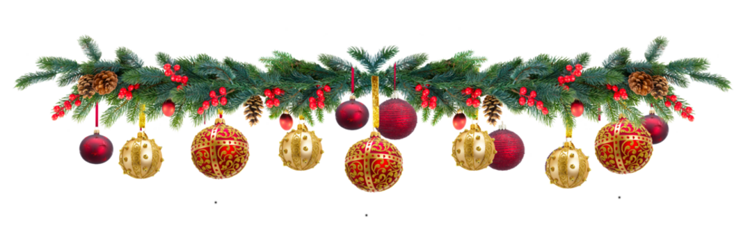 Christmas garland on white