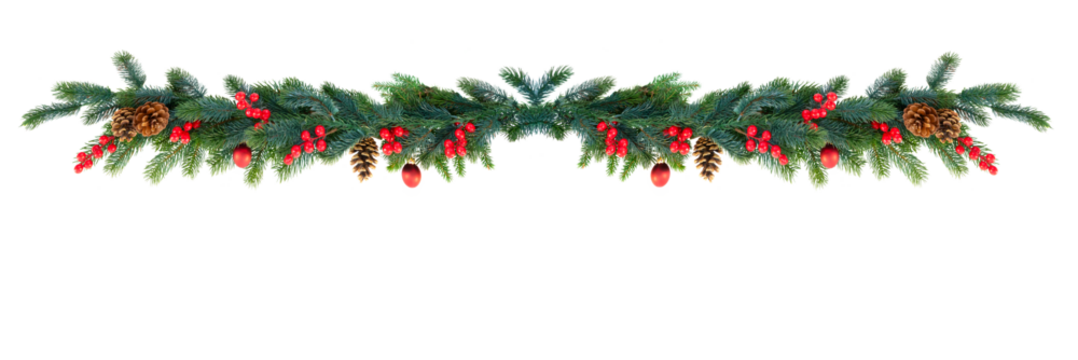 Christmas garland on white