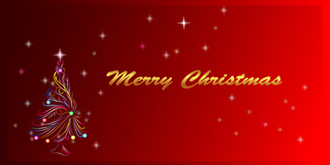 red, banner santa claus, santa's carriage brings gifts