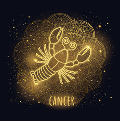 Colorful zodiac sign cancer vector lineart. - 543696126