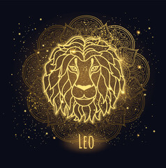 Colorful zodiac sign leo vector lineart. - 543696151