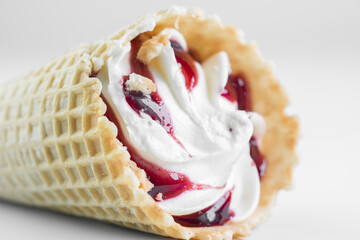 Ice cream in a cone on a white background