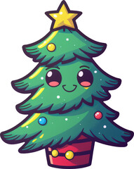 Cute cartoon drawing of a christmas tree