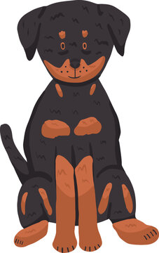 Сгеу ottweiler dog in cartoon style