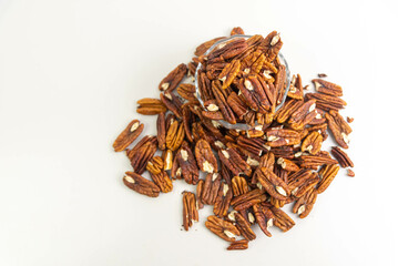 Nuts almonds on white background