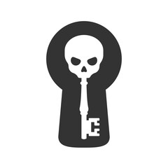 Old antique key with a skull in a keyhole