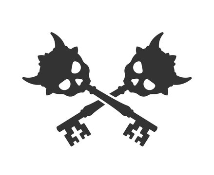 Demon skull keys with horns for treasure vector
