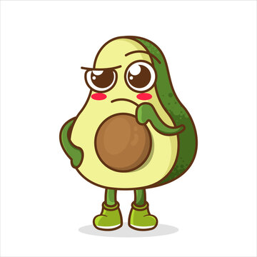 recommend clip art: Avocado confused mascot design vector. Cartoon character illustration. cute avocado fruit Concept White Isolated.