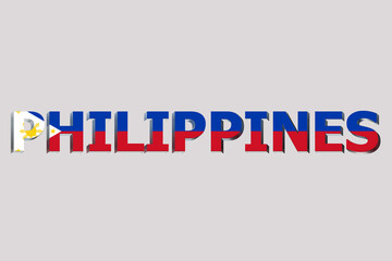3D Flag of Philippines on a text background.