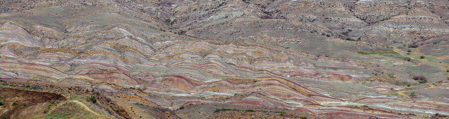 Colorful spectacular valley panorama in Gareja desert. Georgia